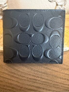 Coach Black Embossed Signature Leather Bifold Wallet